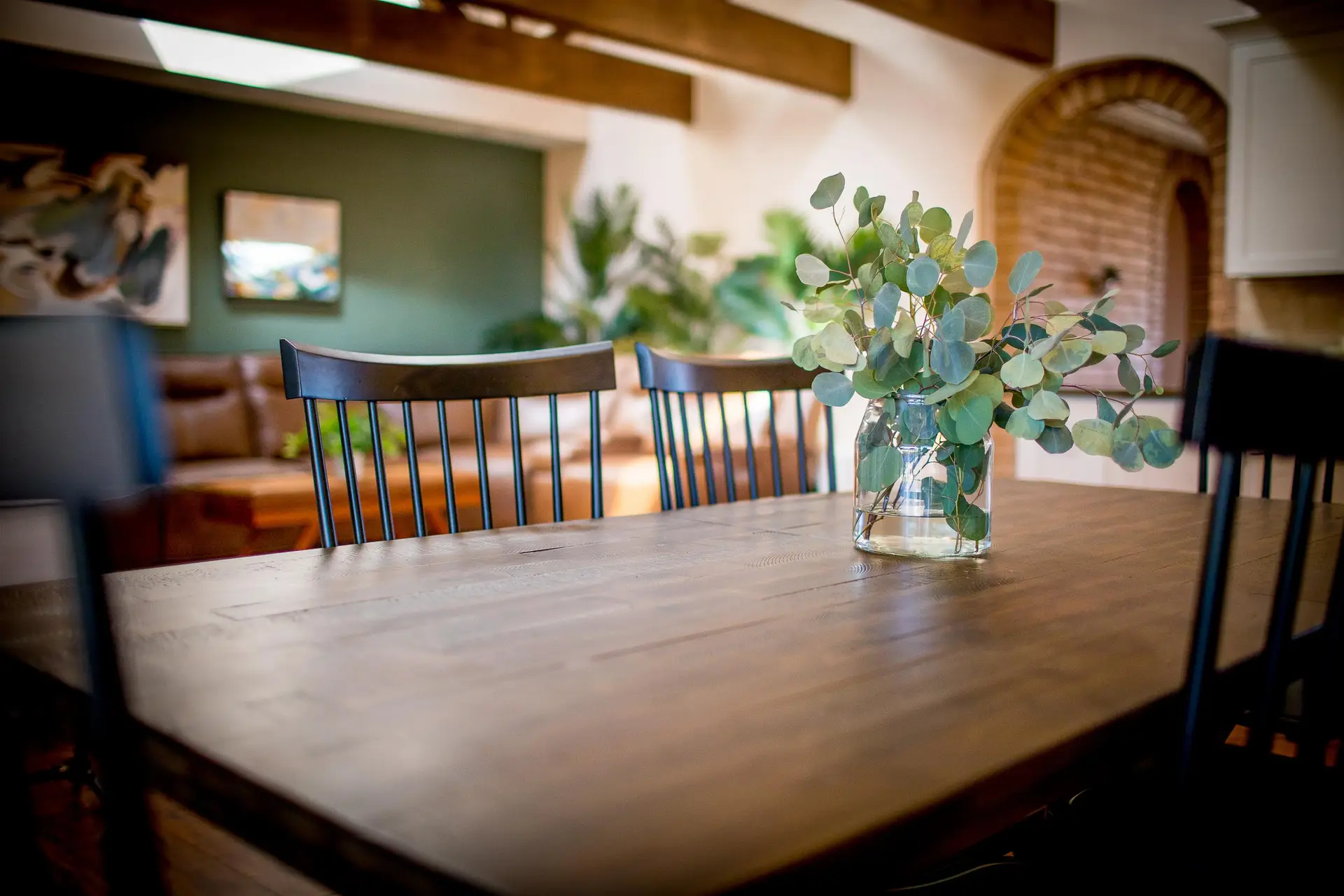 The Haven Home Dinning room Table with eucalyptus