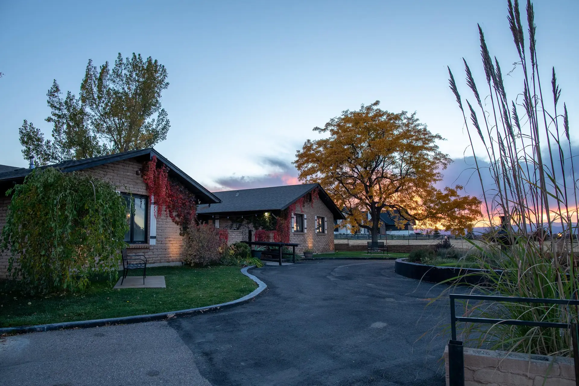 The Haven Home exterior at sunset in Lone Tree, Colorado.